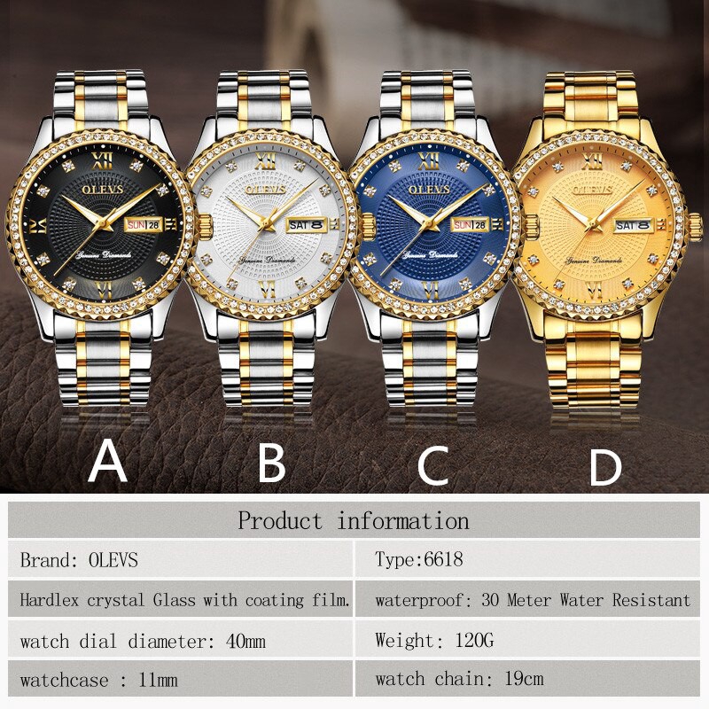 Đồng Hồ Đeo Tay OLEVS 6618 Chống Nước Phong Cách Doanh Nhân Sang Trọng Hiển Thị Lịch Cho Nam | BigBuy360 - bigbuy360.vn