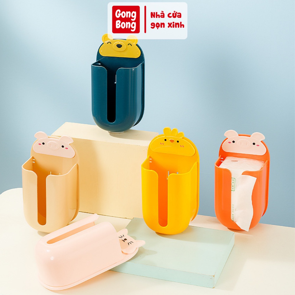 Hộp đựng giấy ăn giấy vệ sinh hình thú ngộ nghĩnh dán tường hộp giấy đa năng nhà tắm nhà bếp