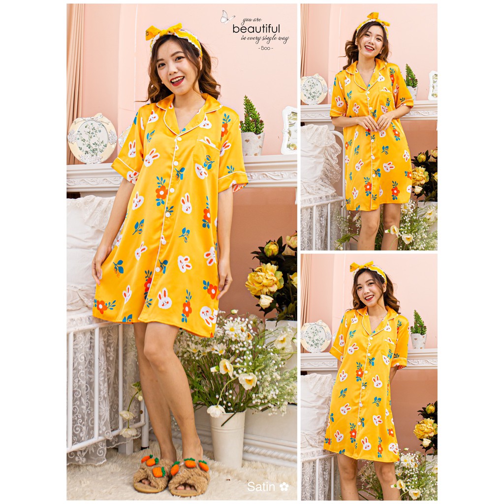Đầm Ngủ Latin In Họa Tiết Cao Cấp ( Form &lt; 60kg)