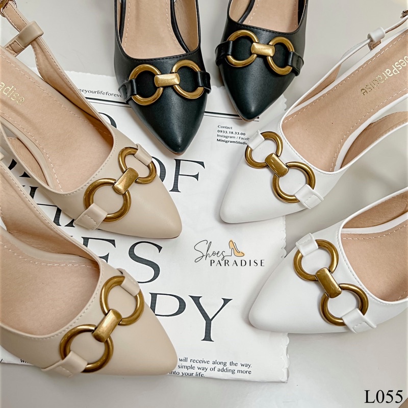 Giày cao gót bít mũi 7p nữ mũi nhọn trắng giày đẹp Shoes Paradise L055 (FORM NHỎ NHÍCH LÊN 1 SIZE )