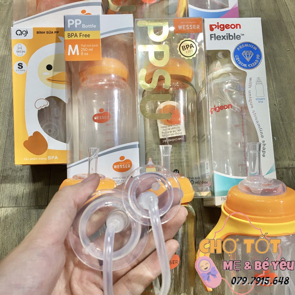 Ống Hút Thay Thế Bình Sữa Cổ Hẹp Có Van Chống Sắc Hút Mọi Tư Thế Cổ Rộng