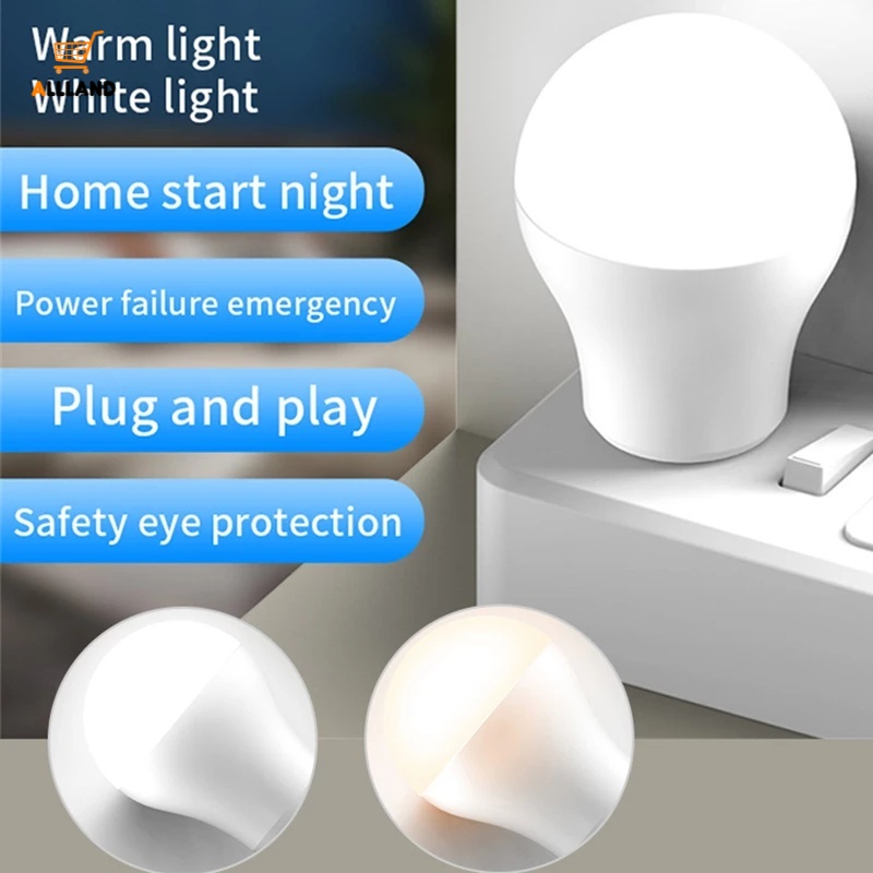 Bộ 2 Đèn LED Đọc Sách Bảo Vệ Mắt Hình Bóng Đèn Cổng USB Tiết Kiệm Năng Lượng