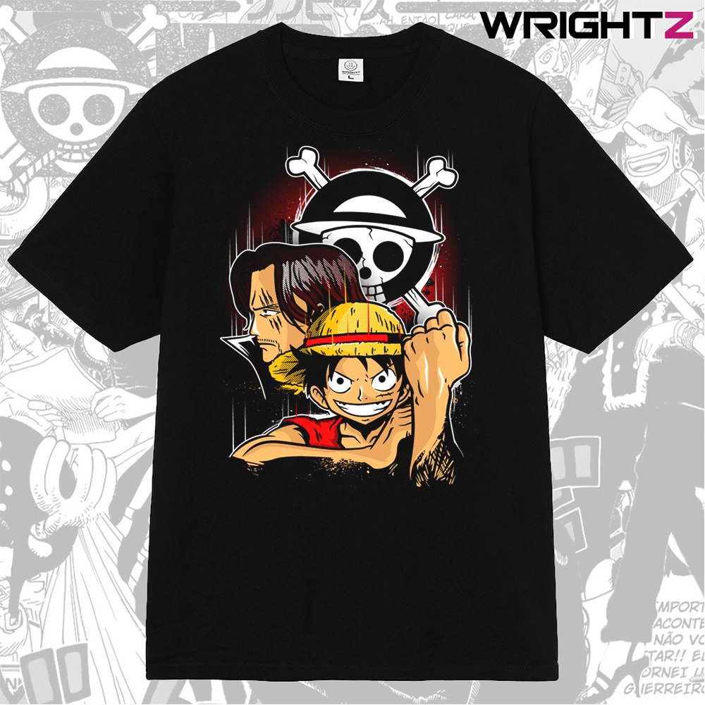 Áo Thun One Piece Luffy Shank tóc đỏ Mũ Rơm Đảo Hải Tặc thời trang đường phố Anime Manga Nhật Bản chất cotton form rộng