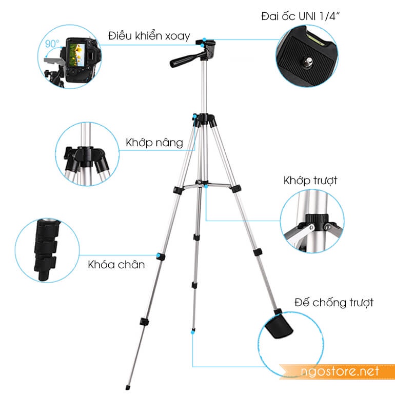 Tripod Giá Đỡ Điện Thoại 3 Chân Đa Năng làm gậy chụp hình - Tripod máy ảnh dùng để Quay Phim, livestream