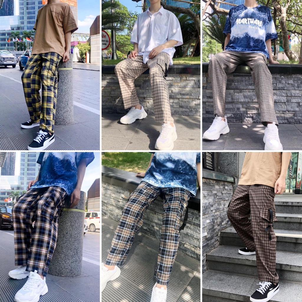Quần Caro Pants túi hộp MEANSTORE unisex basic nam nữ cạp chun ống rộng phong cách Hàn Quốc ulzzang - 6 màu