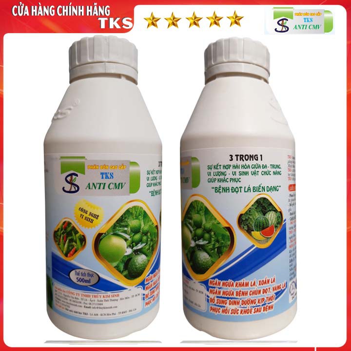 ANTI CMV 3 TRONG 1: Ngăn Ngừa Khảm Lá, Xoăn Ngọn Do Mất Cân Bằng Dinh Dưỡng  - Chai 500ml