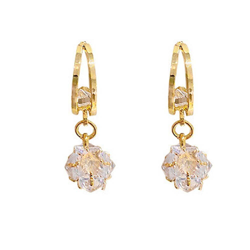 QQMALL Bông Tai Mạ Bạc 925 Đính Đá Zircon Thời Trang Dành Cho Nữ