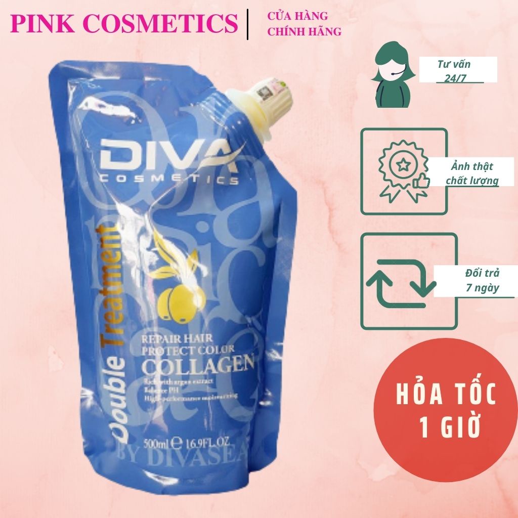 Hấp DIVA Ủ Dưỡng Ẩm Phục Hồi Siêu Mềm Mượt Diva Collagen 500ml - Hấp Ủ Tại Nhà - HÀNG CHÍNH HÃNG