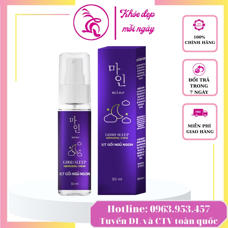 Xịt Gối Ngủ Ngon Mine Good Sleep 30ml Hương Thơm Giúp Ngủ Ngon, Ngủ Sâu