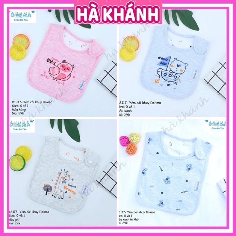 Yếm cotton Dokma cài khuy DS117/DS142/DS155