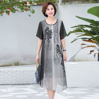 Đầm lụa nữ trung niên thiết kế dáng suông sang trọng  NP339