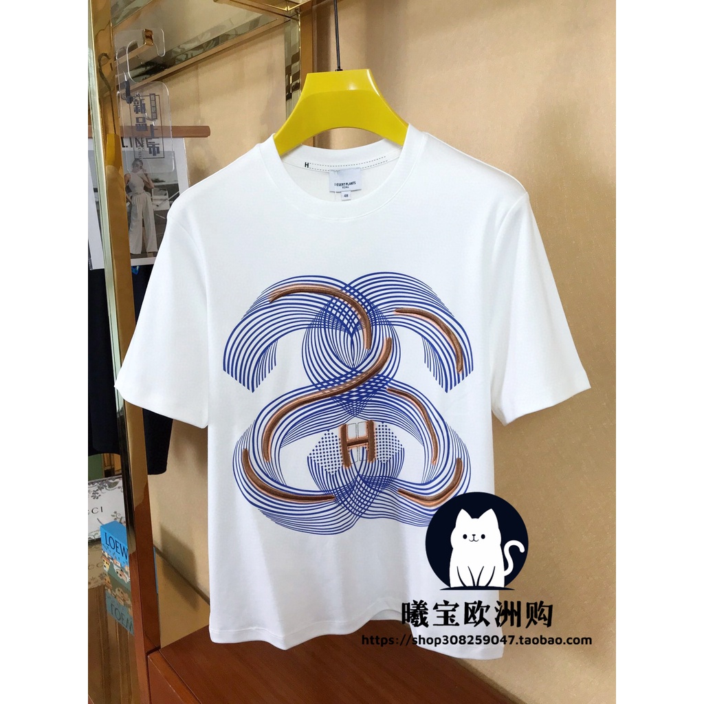 Áo Thun Tay Ngắn Dáng Rộng In Chữ Hermes + Thẻ Thời Trang Cho Nam Và Nữ