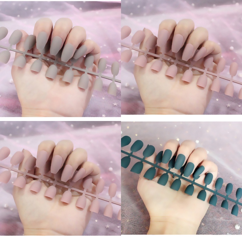 (TẶNG KEO DÁN) Bộ 24 Móng Tay Giả Dài Siêu Hot Chống Nước Nhiều Màu Sắc Siêu Hot