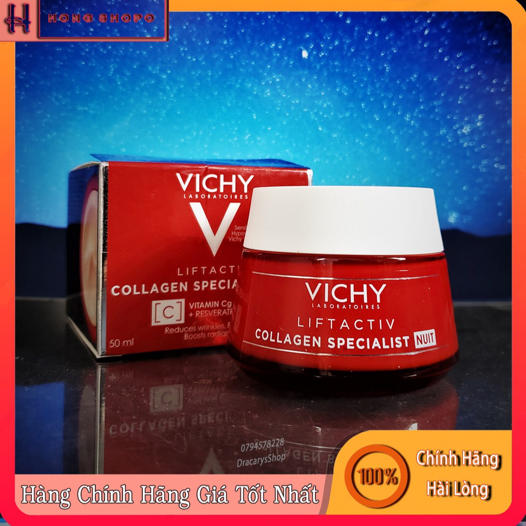 Kem dưỡng Vichy sáng da, mờ thâm nám ban đêm Liftactiv Collagen Specialist Night 50ml