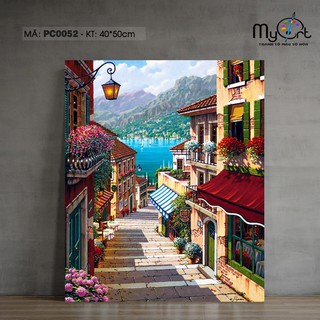 Tranh sơn dầu số hoá tự tô màu phong cảnh bờ biển Paint by numbers PC0052