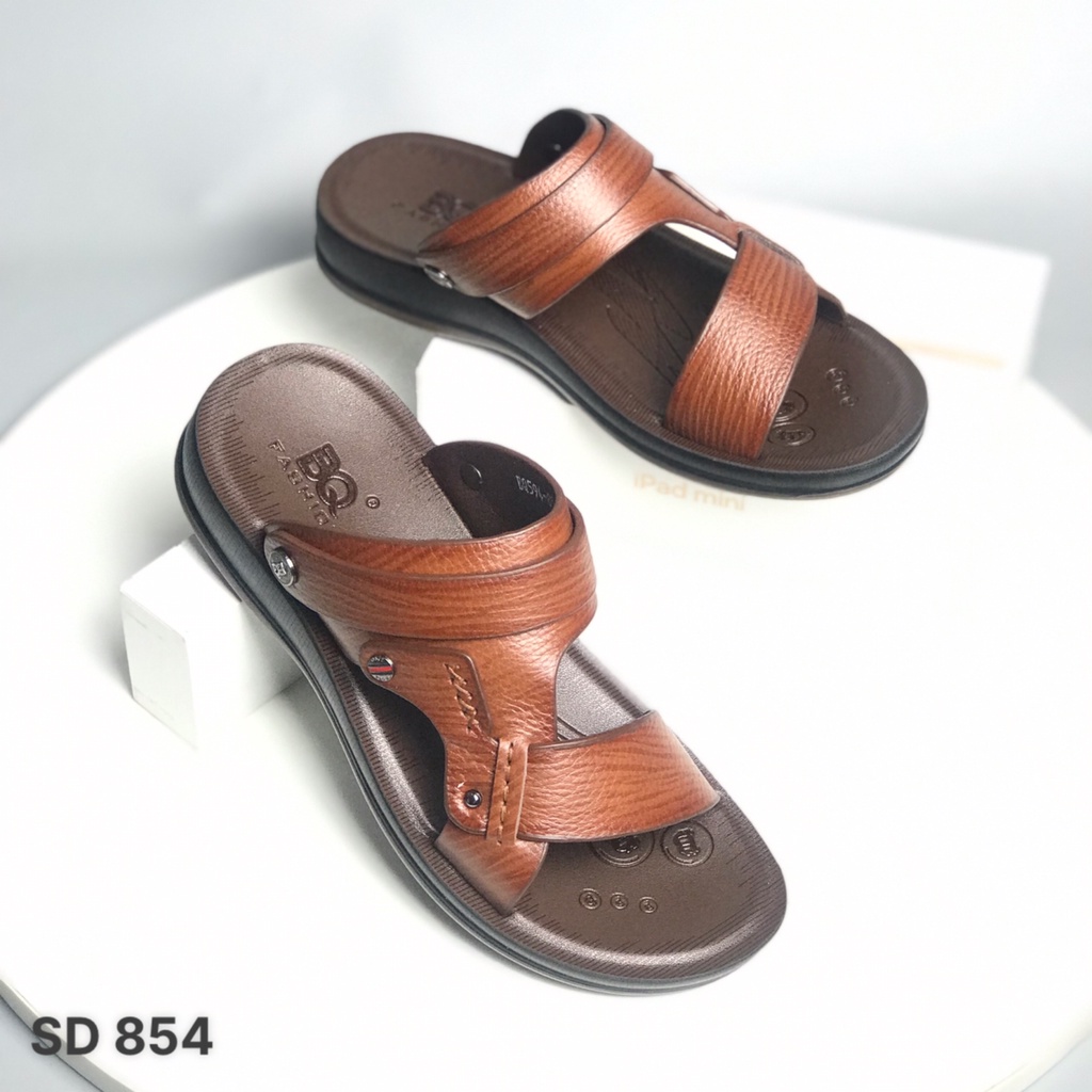 Sandal nam BQ ❤️FREESHIP❤️ Dép quai hậu trung niên da bò quai lật SD854