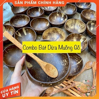 [HÀNG ĐẸP] COMBO Bát/Chén Gáo Dừa + Muỗng Gỗ Dừa Siêu Cưng Dùng Trộn Mỹ Phẩm Thiên Nhiên/Đựng Thực Phẩm [XƯỞNG GỐC]