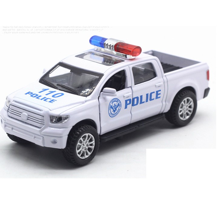 Ô tô cảnh sát mini xe đồ chơi trẻ em bằng sắt chạy cót có âm thanh và đèn