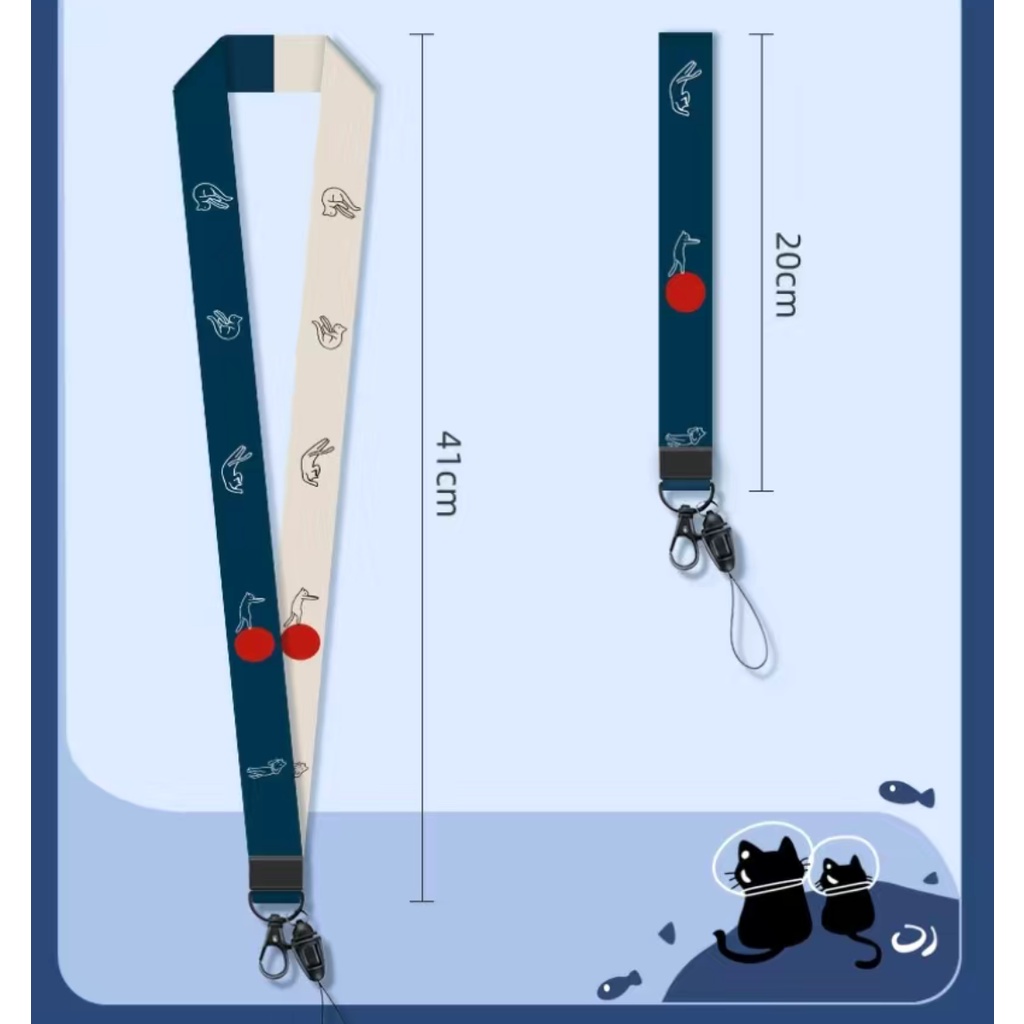 Dây Đeo Thẻ/Điện Thoại Ngắn Đeo Cổ Họa Tiết Hoạt Hình Dễ Thương