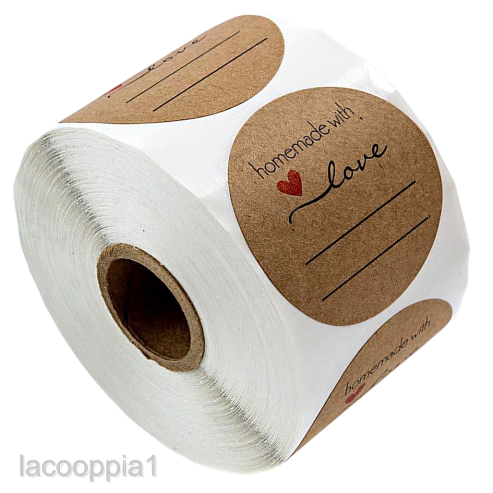 Bộ 500 miếng sticker hình tròn 1&quot; màu nâu dán trang trí thủ công cho túi đựng quà bánh