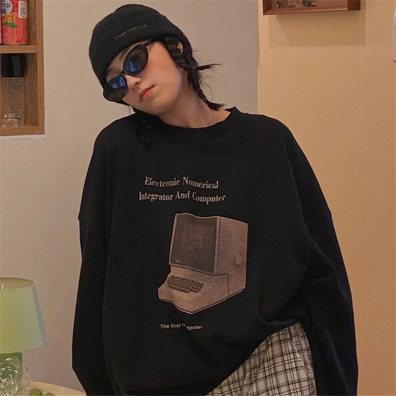 Áo Hoodie Cổ Tròn Dáng Rộng Phong Cách Hàn Quốc Thời Trang Mùa Thu Cho Nữ | BigBuy360 - bigbuy360.vn