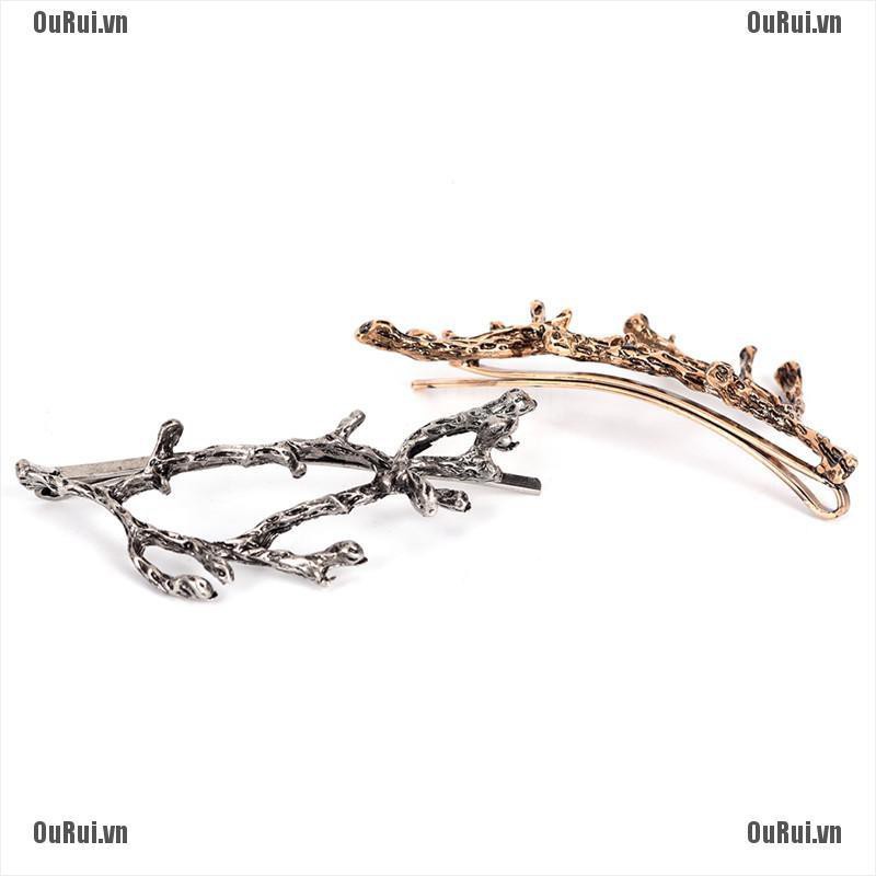 Kẹp Tóc Hình Cành Cây Bằng Kim Loại Màu Vàng / Bạc Cho Nữ