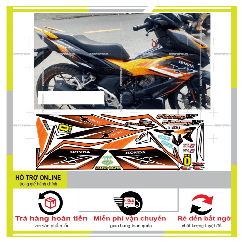 TEM XE WINNER X CHẾ CAM ĐEN -- SHIN DECAL 2