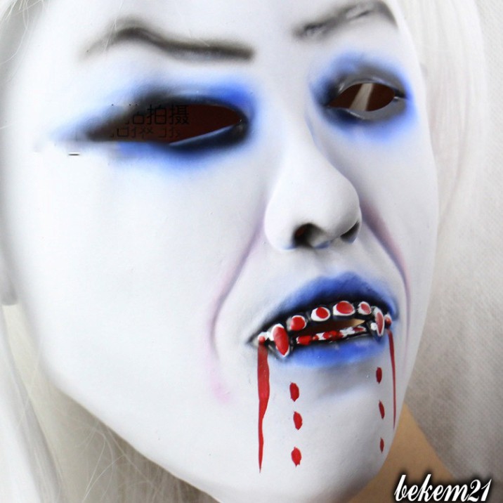 Mặt nạ với MÁI TÓC TRẮNG DÀI đẹp mặt nạ hóa trang halloween sử dụng cho trung thu,sự kiện,lễ hội... hoặc troll người