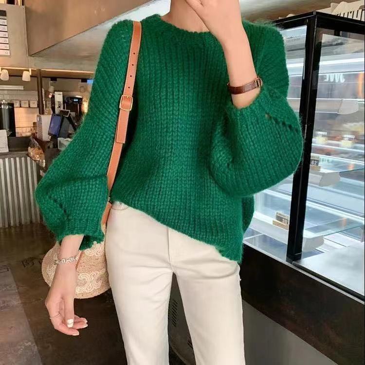 Áo len mohair dệt kim dáng rộng phong cách pháp thời trang cho nữ | BigBuy360 - bigbuy360.vn