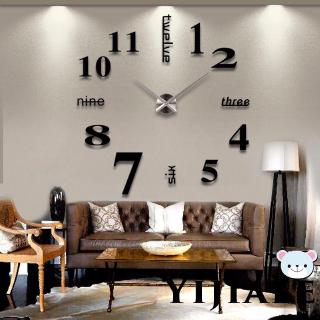YJ★Modern Home DIY Analog 3D Number Mirror Wall Sticker Art Clock Living Room Decor