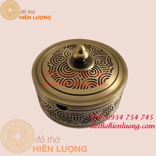 Gạt tàn bằng đồng dáng tròn có nắp phong thủy