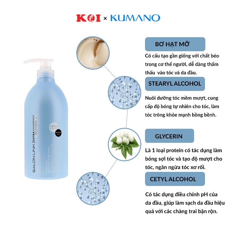 Dầu gội đầu Kumano Salon Link Extra Treatment dùng cho tóc uốn nhuộm và tóc xoăn 1000ml