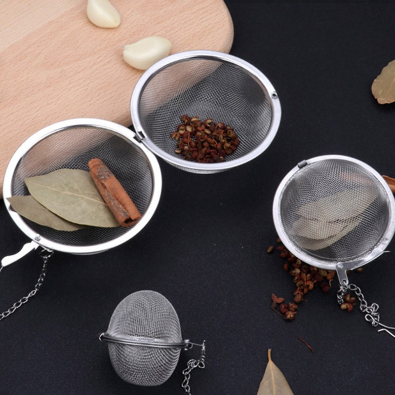 Dụng cụ lọc trà hình cầu bằng thép không gỉ tiện lợi