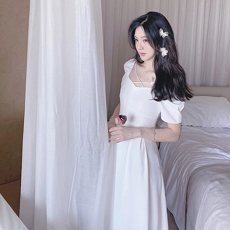 Đầm Cổ Vuông Tay Phồng Phong Cách Pháp Thời Trang Mùa Hè Hàng Mới 2022