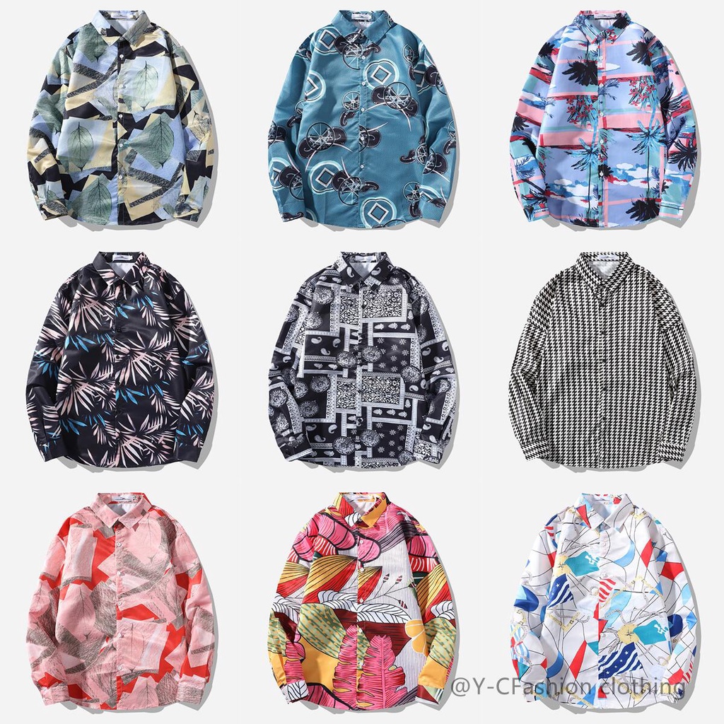 Áo sơ mi tay dài phong cách Hàn Quốc thời trang cho cặp đôi 10 mẫu tùy chọn 【M-3XL】