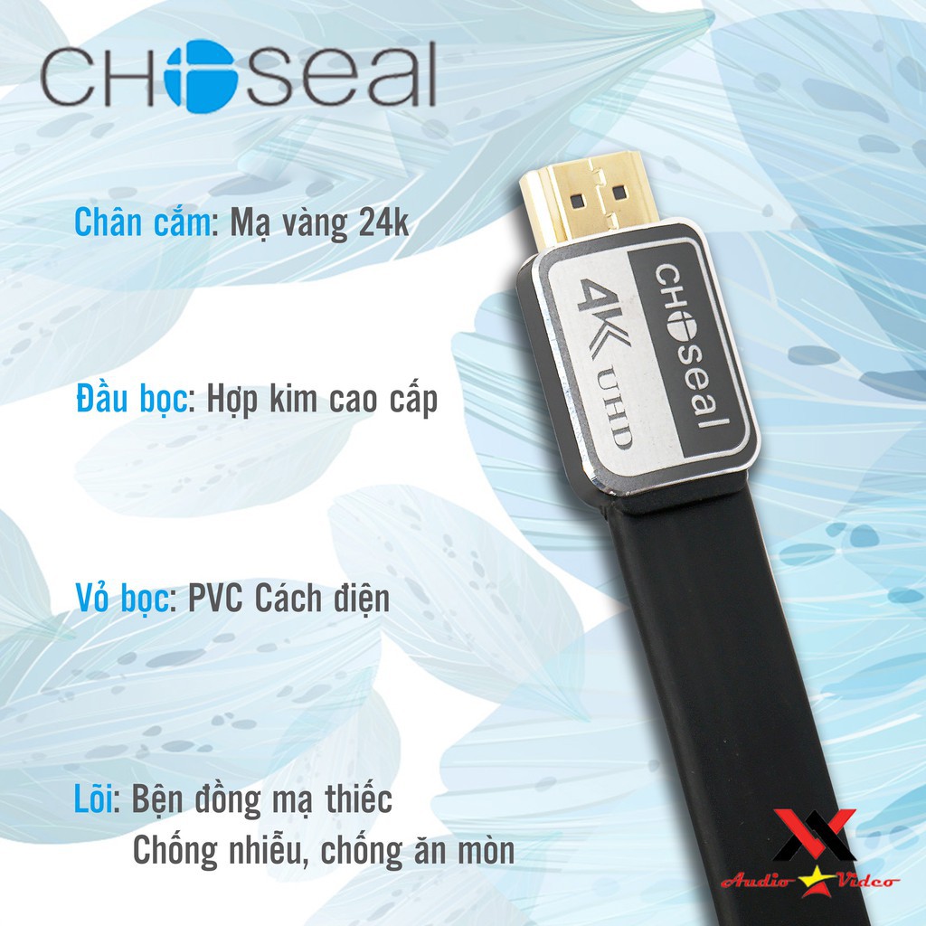 【Chính hãng】Dây Cáp HDMI Choseal 2.0/4K Cao Cấp tốc độ cao, mạ vàng Loại Dẹt, 10m, 15m, 20m, tivi, máy tính, camera