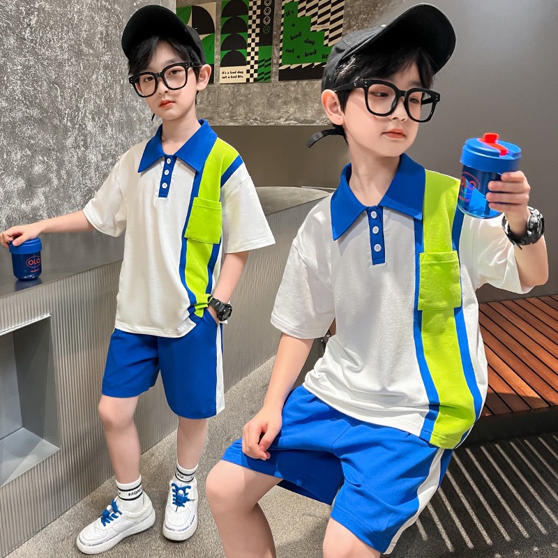 Bộ cộc tay cho bé trai kiểu bé trai diện đi học đi chơi POLO 02 năng động dễ thương BBT02
