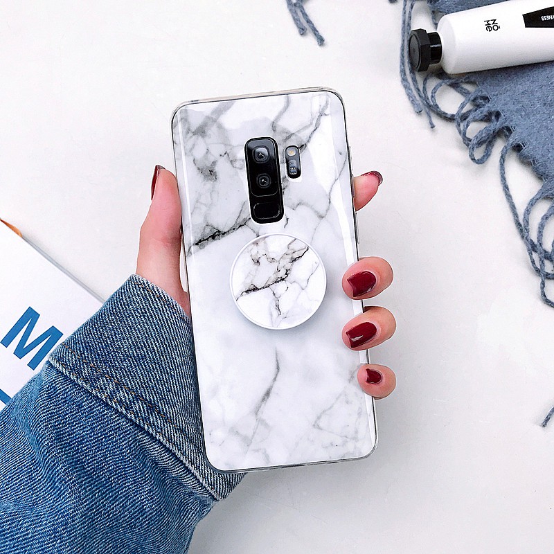 Ốp lưng họa tiết đá hoa lấp lánh có chân đỡ dùng cho Samsung S7 Edge S8 S9 S10 Plus Note 8 Note 9