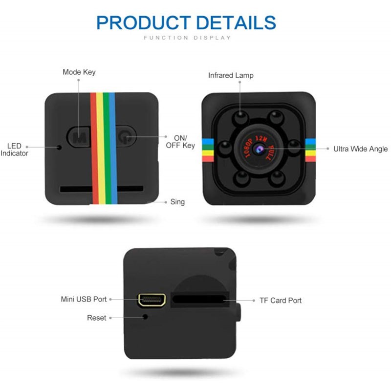 【Tặng kèm tai nghe bluetooth S530 mini】Camera Hành Trình Siêu Nhỏ SQ11 Full HD đẹp