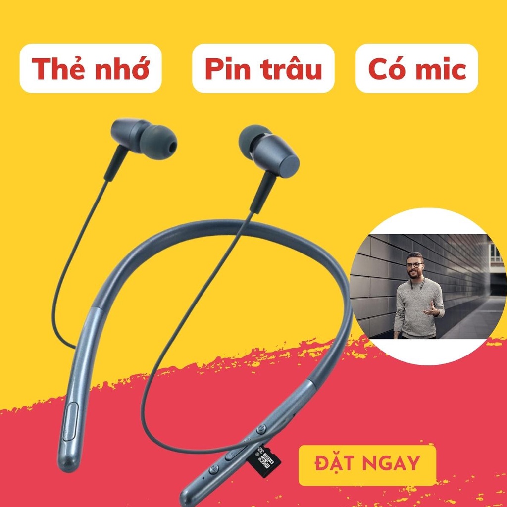 Tai Nghe Bluetooth Không Dây Quàng Cổ H700 Pin Cực Trâu Hỗ Trợ Thẻ Nhớ Có Đệm Tai Nghe Chống Ồn