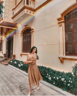 ĐẦM MAXI TAY PHỒNG CỔ U (KÈM HÌNH THẬT)