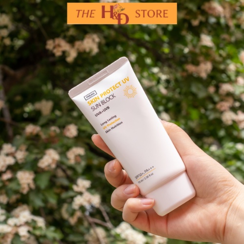 Kem chống nắng vật lý Hàn Quốc Pekah mịn nhẹ thấm nhanh không bết  UV Sun Block SPF 50+ PA+++ 70ml.