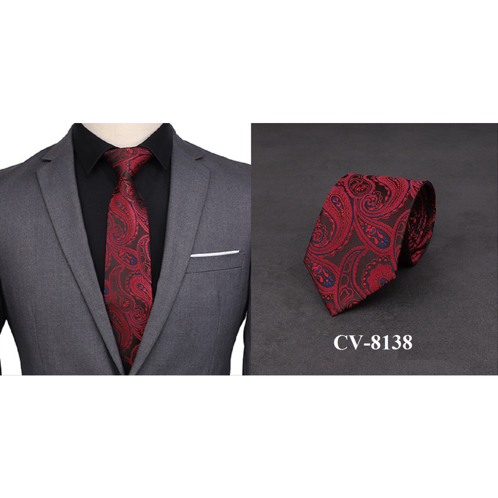 Cravat Nam bản lớn 8cm phù hợp phong cách công sở, thanh lịch, cà vạt nam thời trang - CV-8138