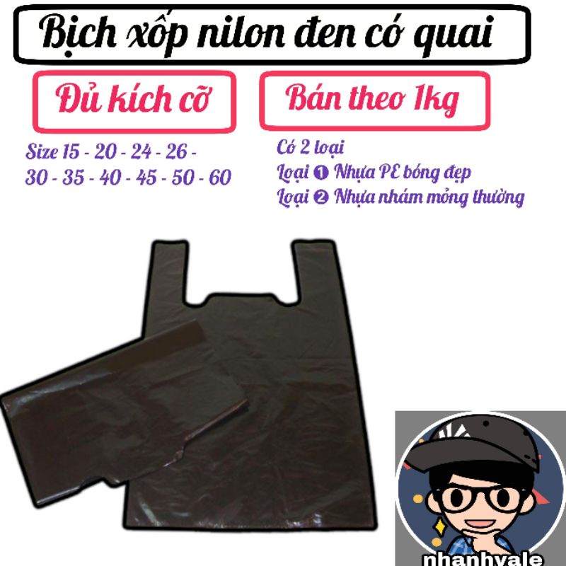 Bịch xốp nilon đen có quai đủ kích cỡ