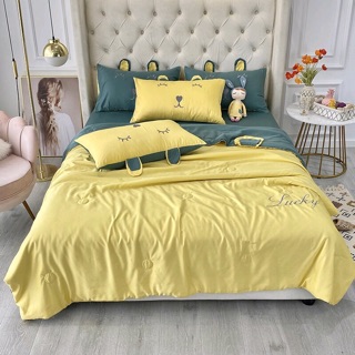 Bộ Chăn Ga Gối Cotton Lụa Tai Thỏ Chất Đẹp