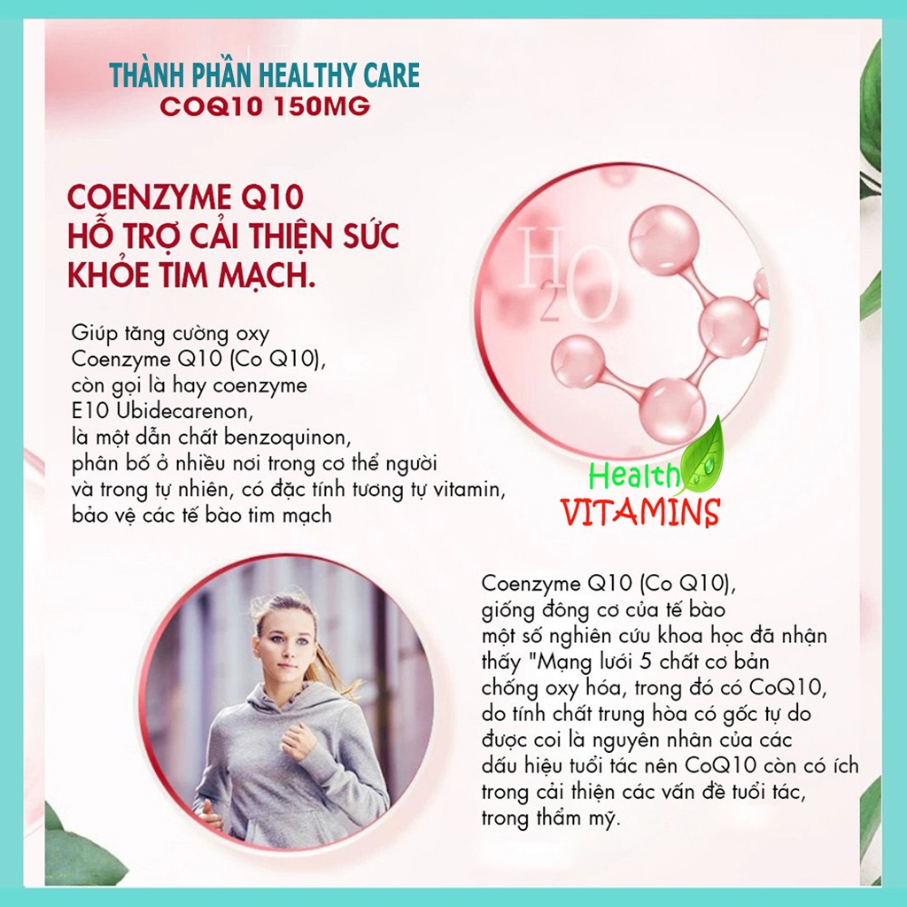 Viên Uống Bổ Tim Healthy Care Coenzyme Q10 150Mg, 100 viên