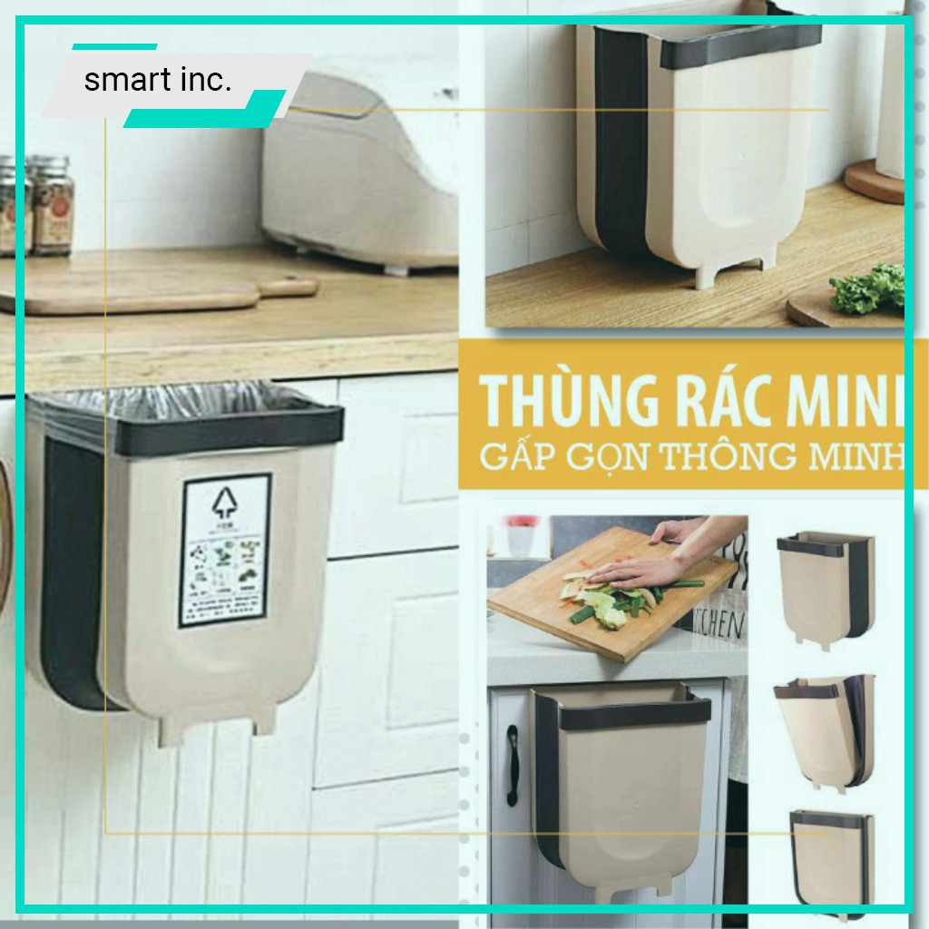 Thùng Rác Nhựa Gấp Gọn Treo Kẹp Cửa Tủ Sọt Rác Gắn Móc Mép Cánh Cửa Tủ Bếp Nhà Bếp Nhà Tắm Ô Tô Xe Hơi Đa Năng