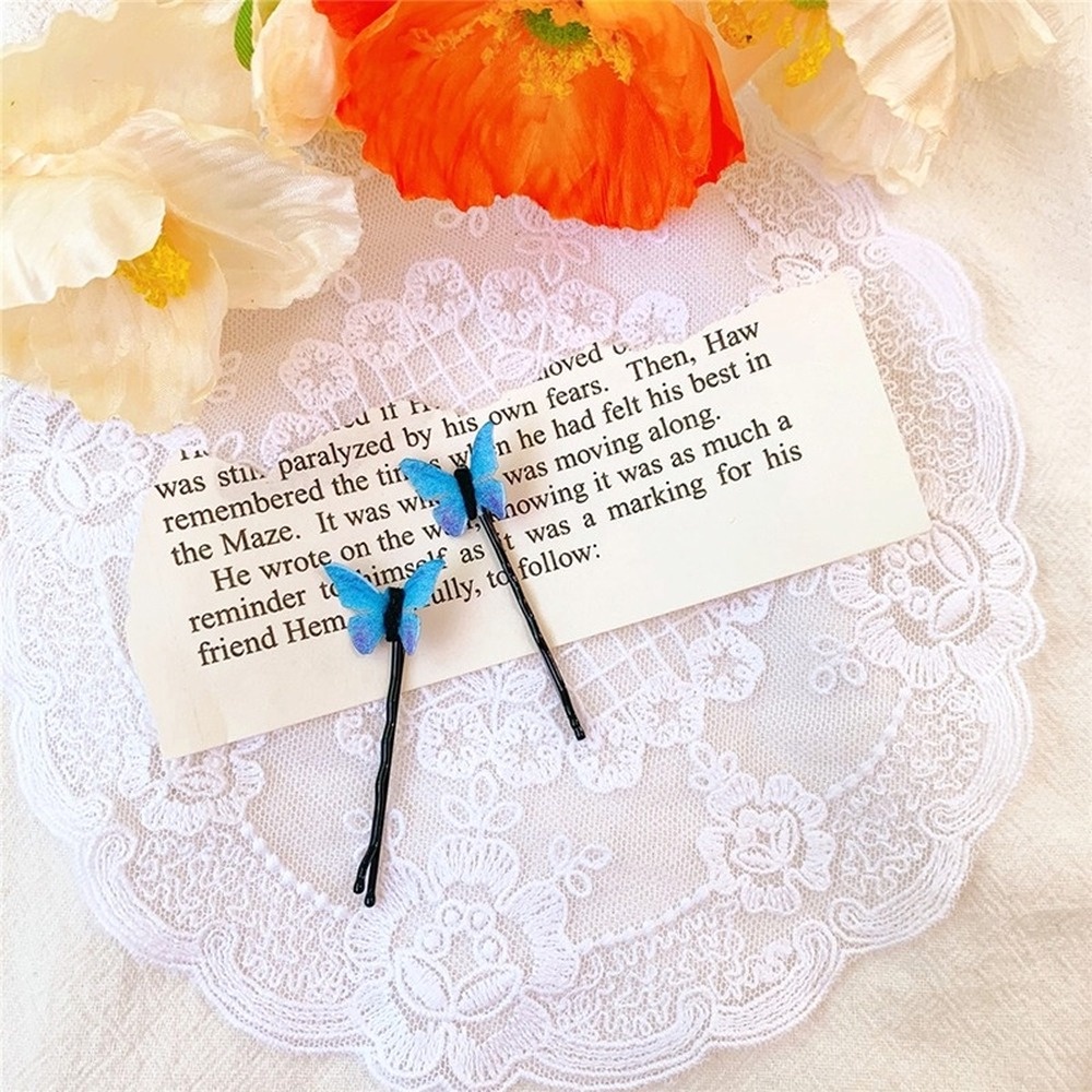 Kẹp Tóc Hình Bướm Xanh Cổ Điển Quyến Rũ Cho Nữ