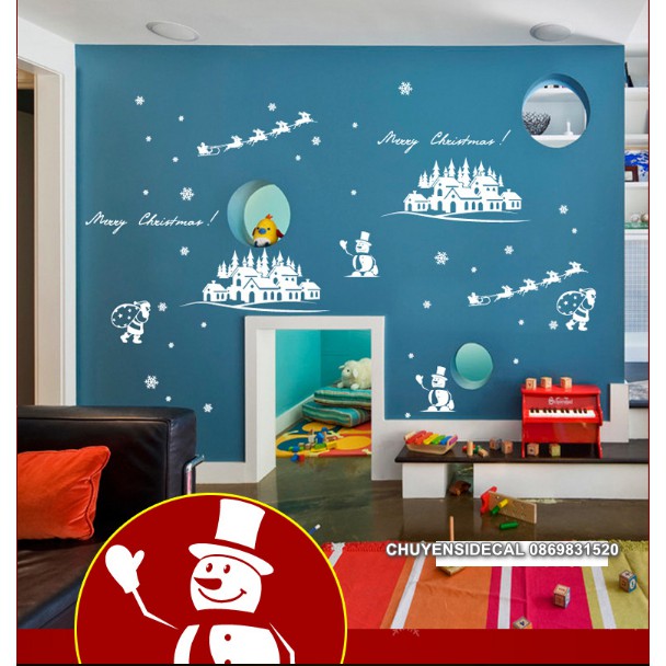 Decal dán tường Noel - Ngôi Làng Tuyết Rừng Thông