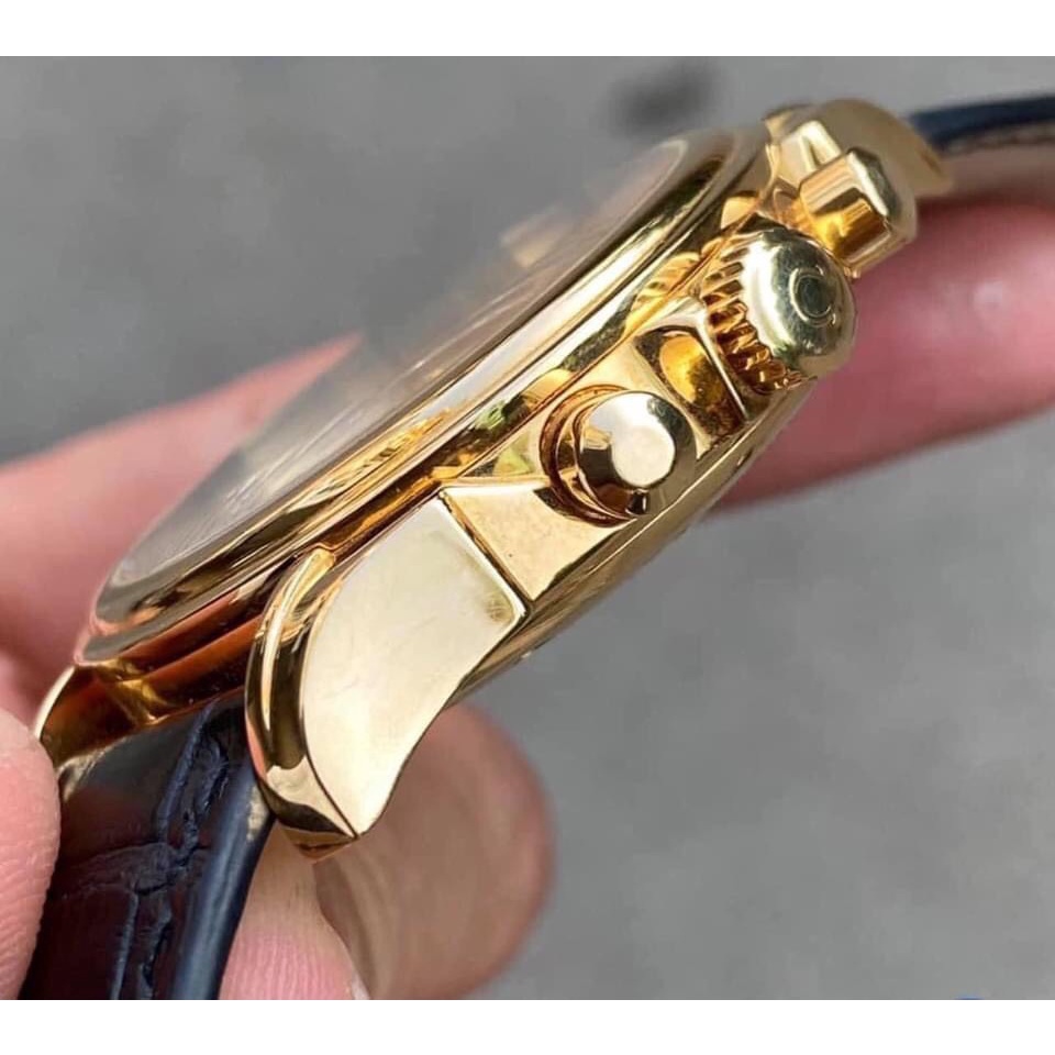 Đồng hồ Nam Omeg a De-Ville  Full 4Kim Chính Hãng-Size 40mm, Đồng Hồ Nam Dây Da máy pin-Tặng Thêm Pin